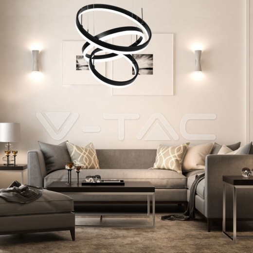 86W Soft Light Chandelier Dimmable Black 3000K - 6