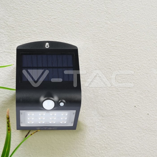 Lámpara de pared solar LED 1.5W Blanco Natural Cuerpo Negro - 12
