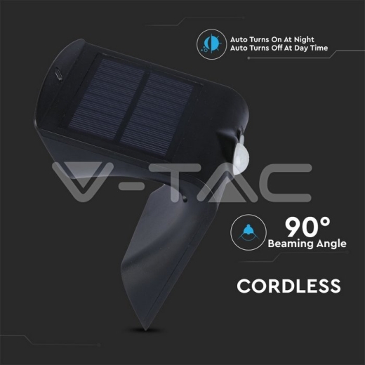 Lámpara de pared solar LED 1.5W Blanco Natural Cuerpo Negro - 8