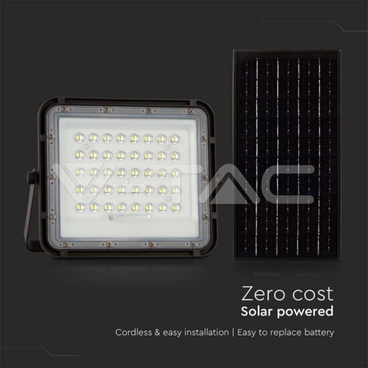 Proyector Solar 10W LED 6400K Batería reemplazable 3m Alambre Cuerpo negro - 6