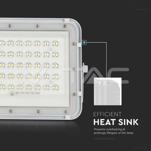 Proyector Solar 10W LED 6400K Batería Reemplazable Alambre 3m Cuerpo Blanco - 5