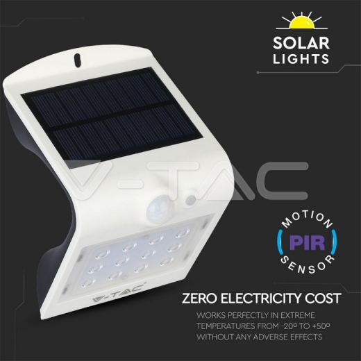 Lámpara LED solar 1.5W cuerpo blanco 4000K - 7
