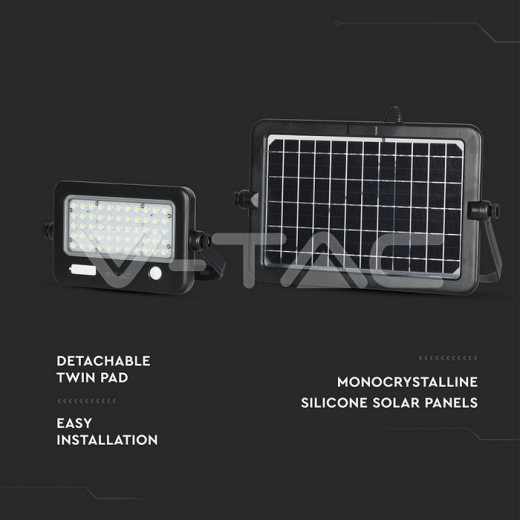 Proyector solar LED 10W cuerpo negro 4000K - 9