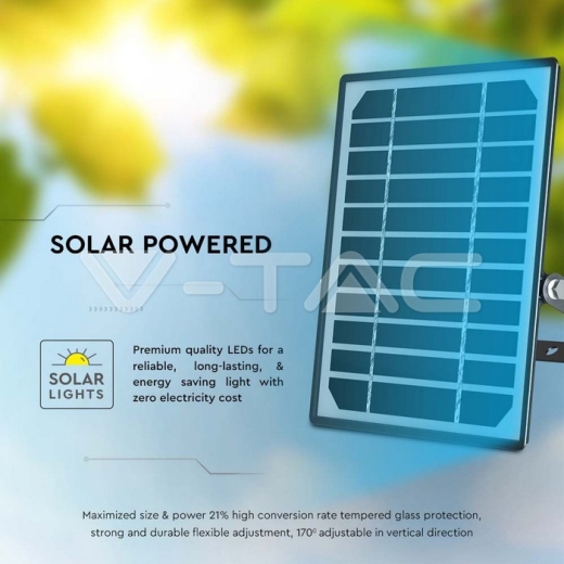 Foco Proyector Solar LED 10W LiFePo Batería 3.7V Negro 6000K - 14