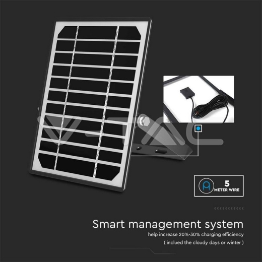 Foco Proyector Solar LED 10W LiFePo Batería 3.7V Negro 6000K - 15