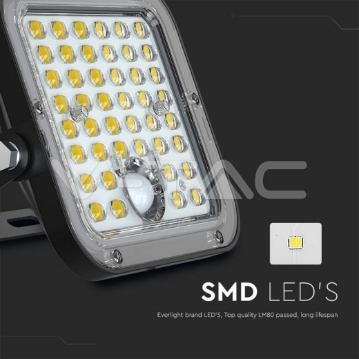 Foco Proyector Solar LED 10W LiFePo Batería 3.7V Negro 6000K - 6