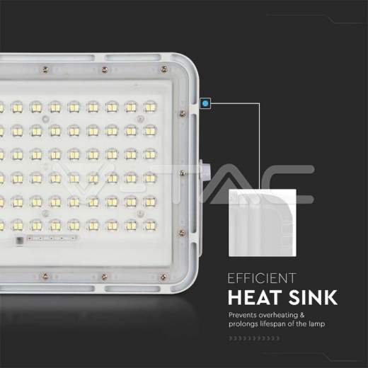 Proyector Solar 15W LED 6400K Batería Reemplazable Alambre 3m Cuerpo Blanco - 5