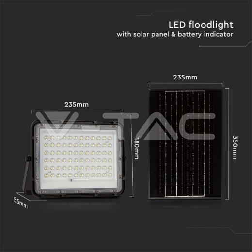 Proyector Solar 15W LED 6400K Batería reemplazable 3m Alambre Cuerpo negro - 12