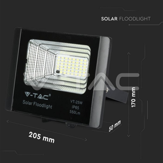 12W Solar Panel LED Floodlight 6000K - 6