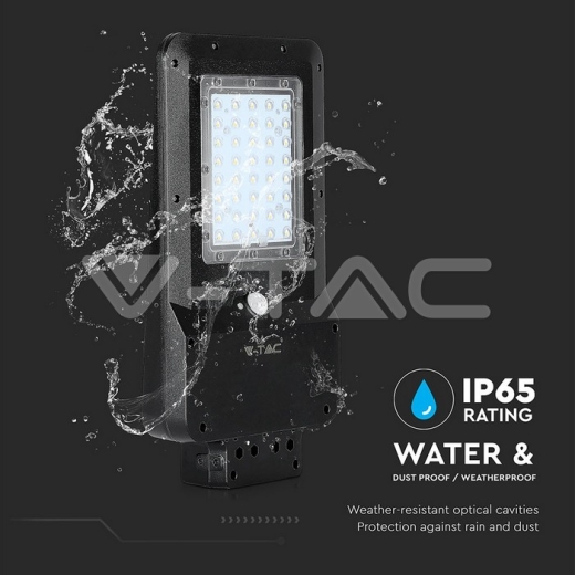 Farola LED Solar 15W cuerpo negro 6000K - 12