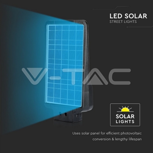 Farola LED Solar 15W cuerpo negro 6000K - 9