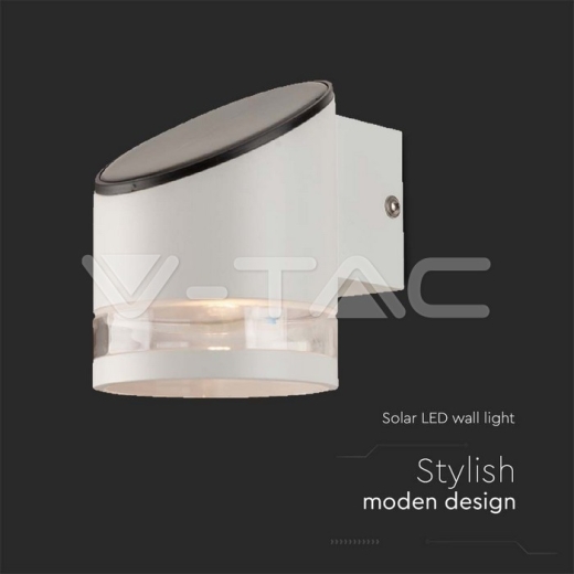 Aplique Solar LED 1W SMD Cuerpo Blanco IP44 3000K - 2