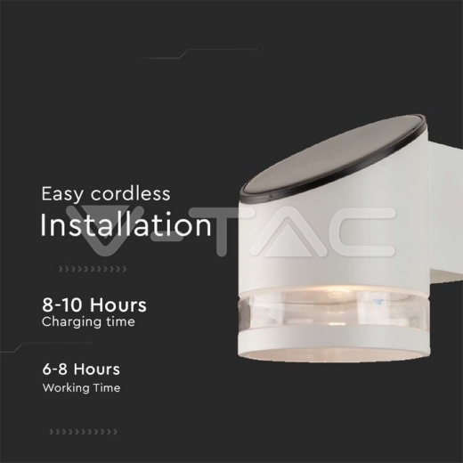 Aplique Solar LED 1W SMD Cuerpo Blanco IP44 3000K - 3