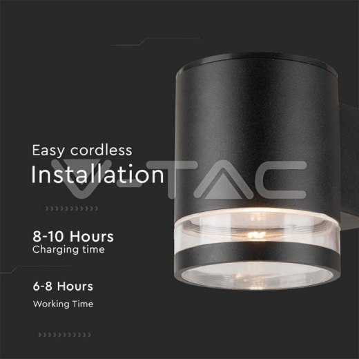 Aplique Solar LED 1W SMD Cuerpo Negro IP44 3000K - 3