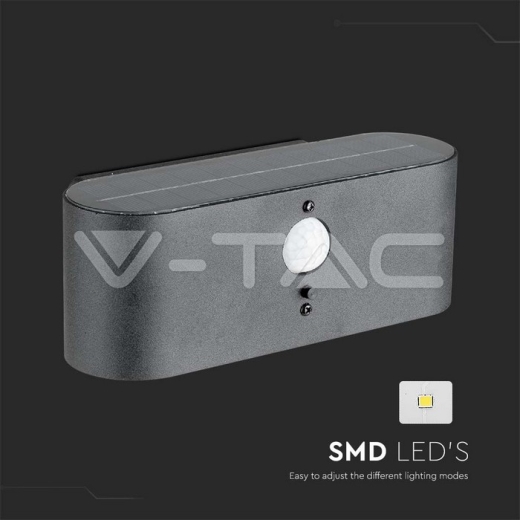 Lámpara de pared solar LED 2.5W SMD con sensor PIR IP44 3000K - 2