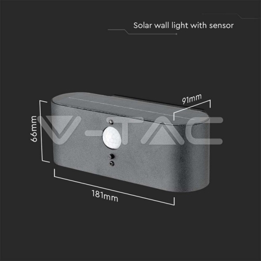 Lámpara de pared solar LED 2.5W SMD con sensor PIR IP44 3000K - 8