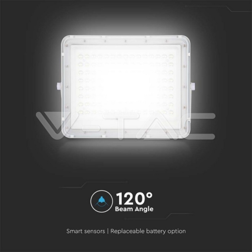 20W LED Solar Floodlight 4000K Replaceable Battery 3m Wire White Body - 10