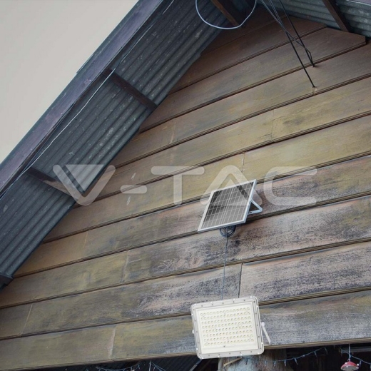 20W LED Solar Floodlight 4000K Replaceable Battery 3m Wire White Body - 13