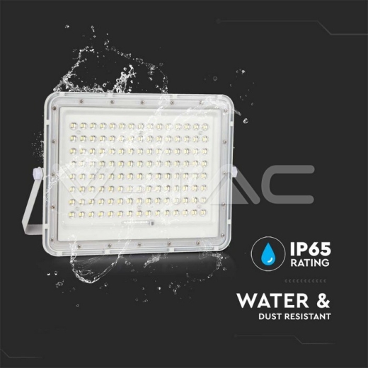 20W LED Solar Floodlight 4000K Replaceable Battery 3m Wire White Body - 7