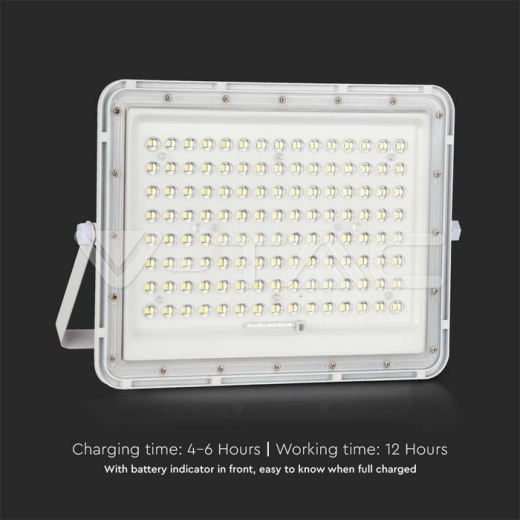 20W LED Solar Floodlight 4000K Replaceable Battery 3m Wire White Body - 9