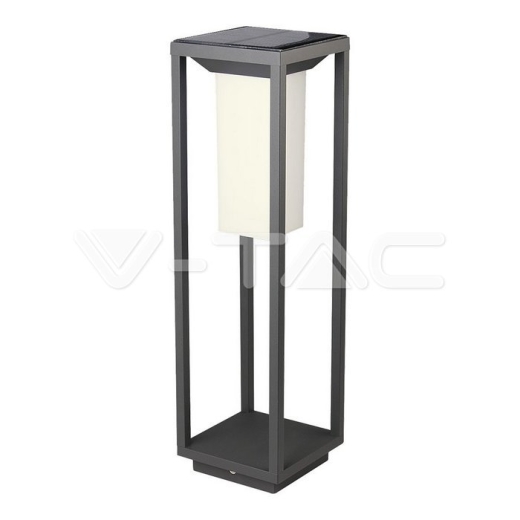 2W LED Solar Bollard Light SAMSUNG Chip Grey Body 3000K - 1