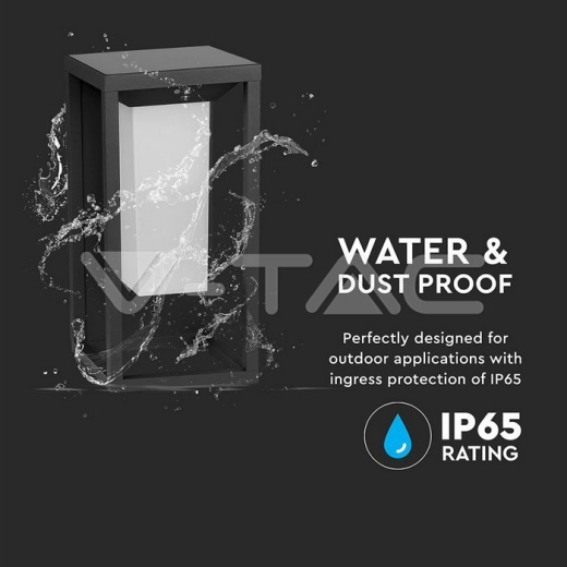 2W LED Solar Bollard Wall Light SAMSUNG Chip Grey Body 3000K - 9