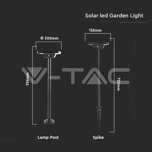 2W LED Solar Spike Base Aluminio 3en1 - 8