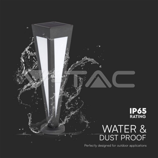 Lámpara Solar de Jardín LED 2W 3000K Cuerpo Negro - 6