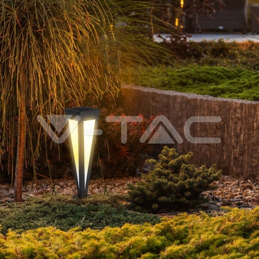 Lámpara Solar de Jardín LED 2W 3000K Cuerpo Negro - 8