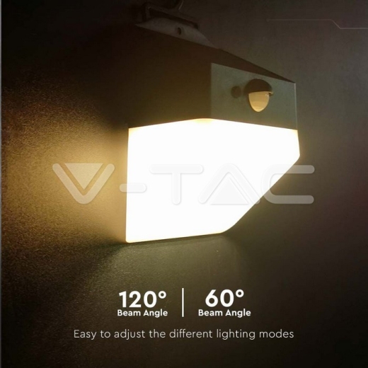 Aplique Solar LED 2W Sensor 4000K Cuerpo Blanco y Negro - 10