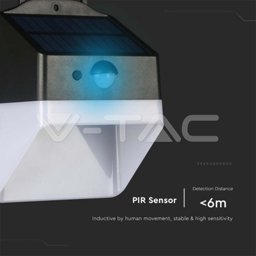 Aplique Solar LED 2W Sensor 4000K Cuerpo Blanco y Negro - 12