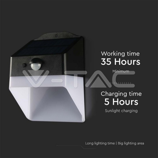 Aplique Solar LED 2W Sensor 4000K Cuerpo Blanco y Negro - 13