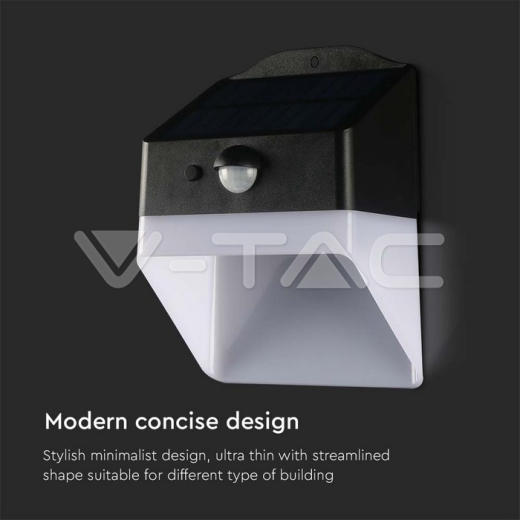 Aplique Solar LED 2W Sensor 4000K Cuerpo Blanco y Negro - 8