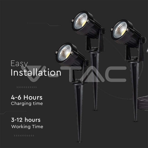 3*1.2W LED Solar Spike Cuerpo Negro 3000K IP65 - 6