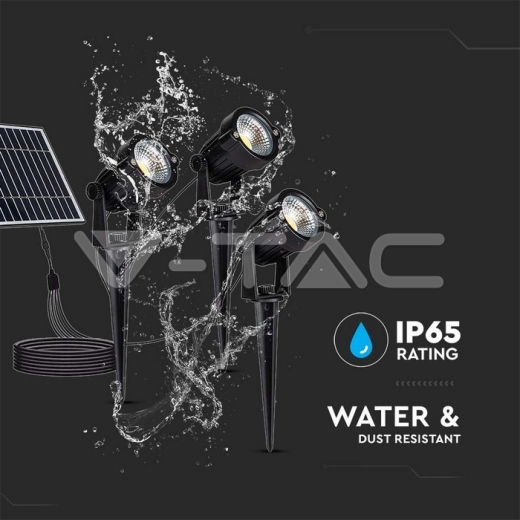 3*1.2W LED Solar Spike Cuerpo Negro 3000K IP65 - 7