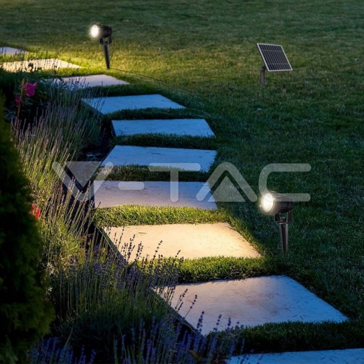 3*1.2W LED Solar Spike Cuerpo Negro 3000K IP65 - 9