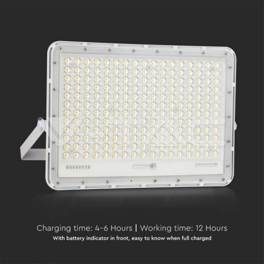 30W LED Solar Floodlight 6400K Replaceable Battery 3m Wire White Body - 9