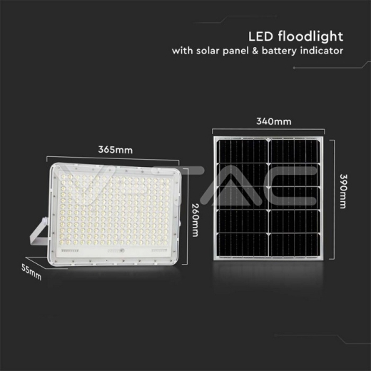 30W LED Solar Floodlight 4000K Replaceable Battery 3m Wire White Body - 12