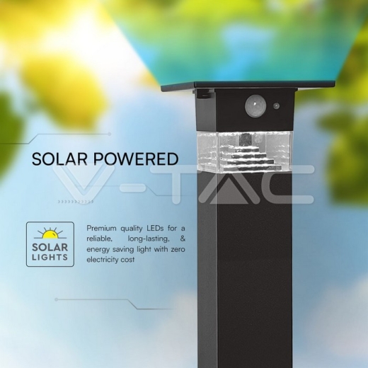 Lámpara de bolardo solar LED de 3W con sensor PIR y batería 2200MA LI 3.7V - 4
