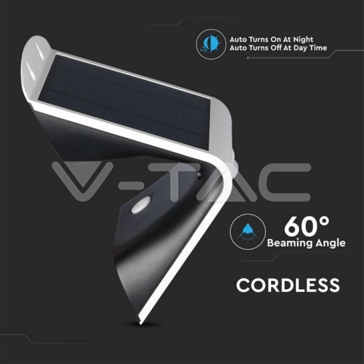 3W LED Solar Wall Light 3000K+4000K Black Body - 7