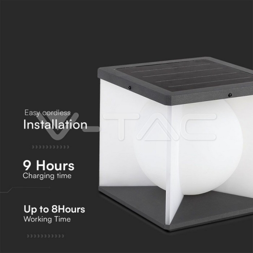 3W LED Solar Garden Lamp (205A-205A-183mm) 3000K Black, White body - 4