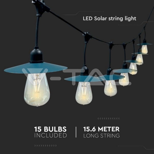 3W LED Solar String Light 15pcs LED Single Bulbs - 3