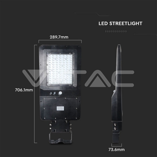 40W LED Solar Street Light Black Body 4000K 120lm/W - 15