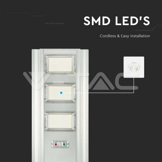 Farola Solar 300W LED Panel solar 40W 6400K Aluminio + PC - 4