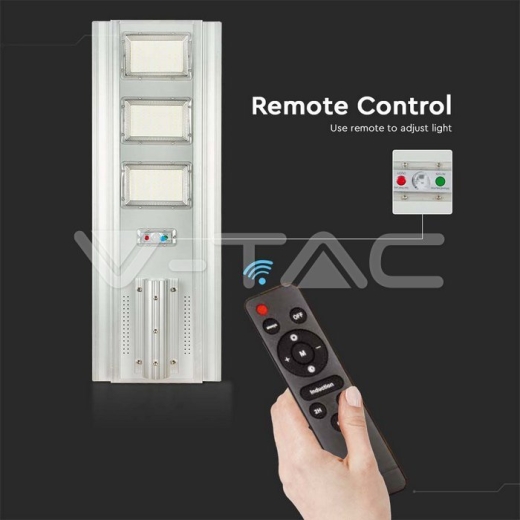 Farola Solar 300W LED Panel solar 40W 6400K Aluminio + PC - 7