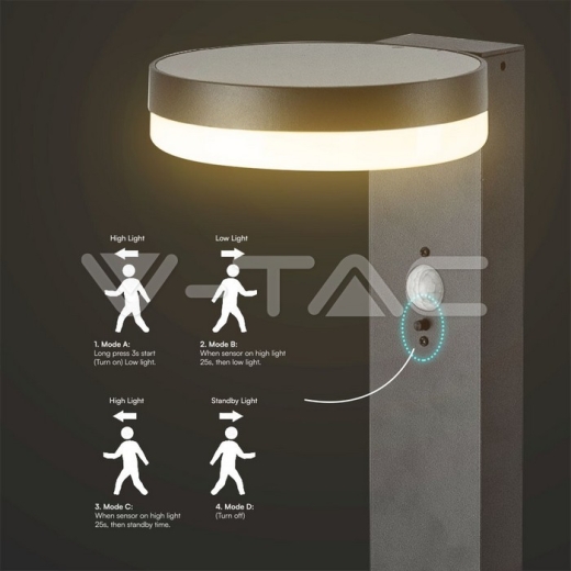 Lámpara solar del bolardo de 5.5W LED con el sensor Pir y la batería 2200MA LI 3.7V - 5