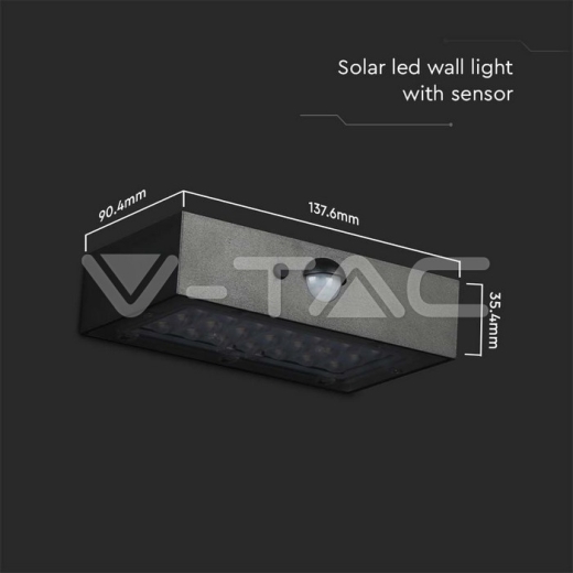 Aplique solar LED 3W Sensor 4000K, 3000K Cuerpo negro - 15