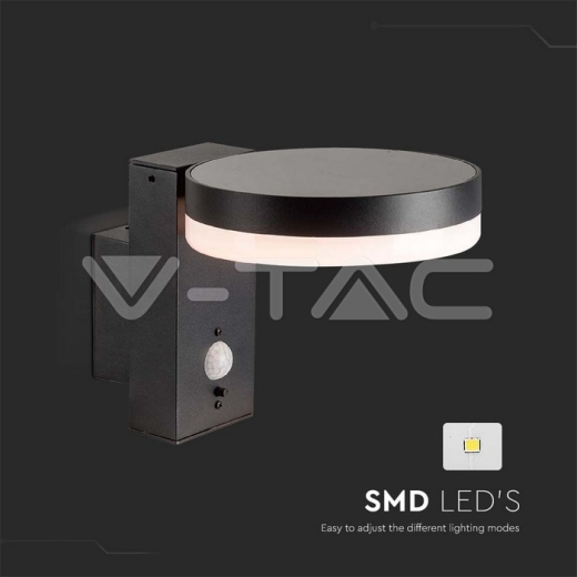 Lámpara de pared solar SMD de 5.5W LED con sensor PIR redondo IP44 3000K - 2