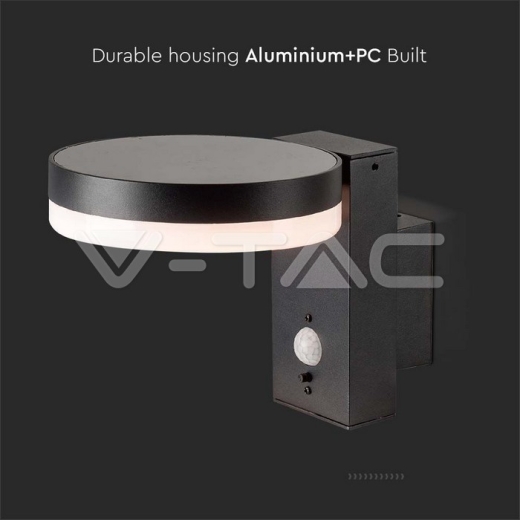 Lámpara de pared solar SMD de 5.5W LED con sensor PIR redondo IP44 3000K - 4