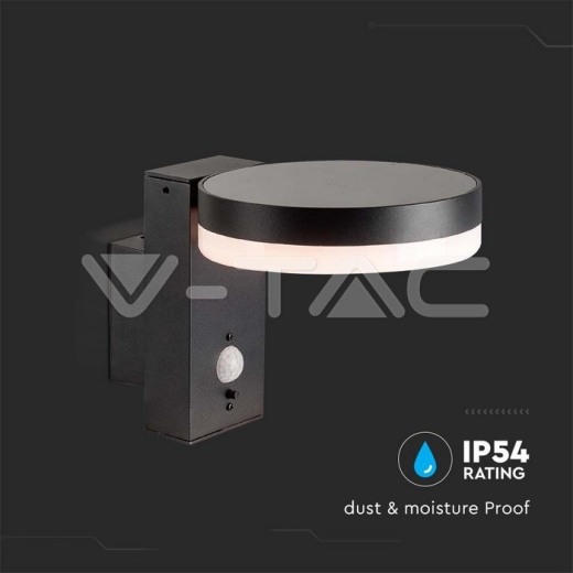 Lámpara de pared solar SMD de 5.5W LED con sensor PIR redondo IP44 3000K - 7